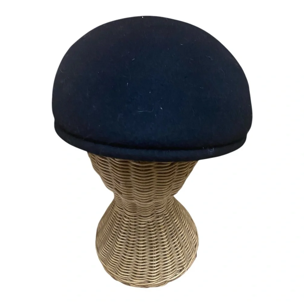 Vintage Black Mens Felted Wool Newsboy Cap Hat Size Medium Made In Czech Rep.